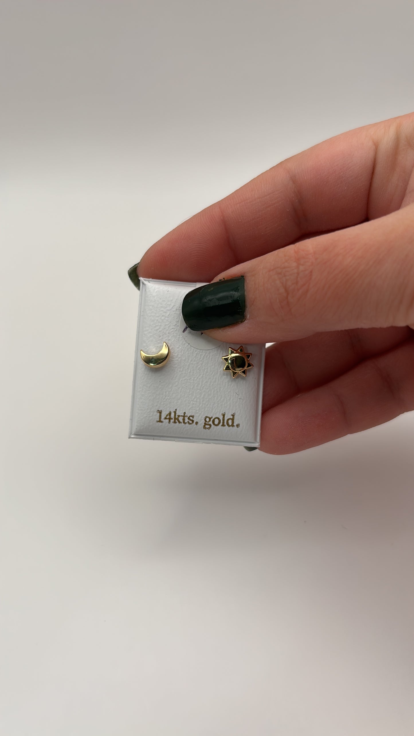Aretes sol y luna 14 k