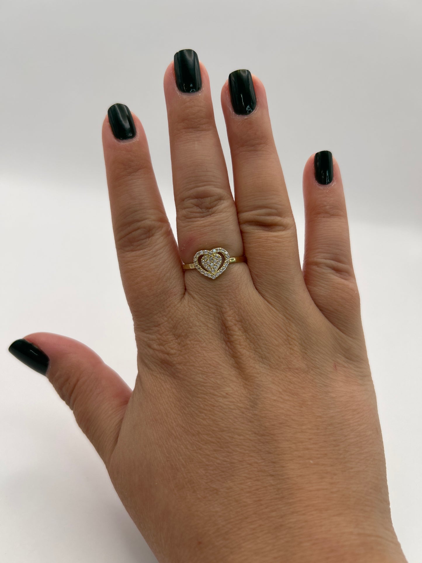 Anillo corazón zirconia 10 k