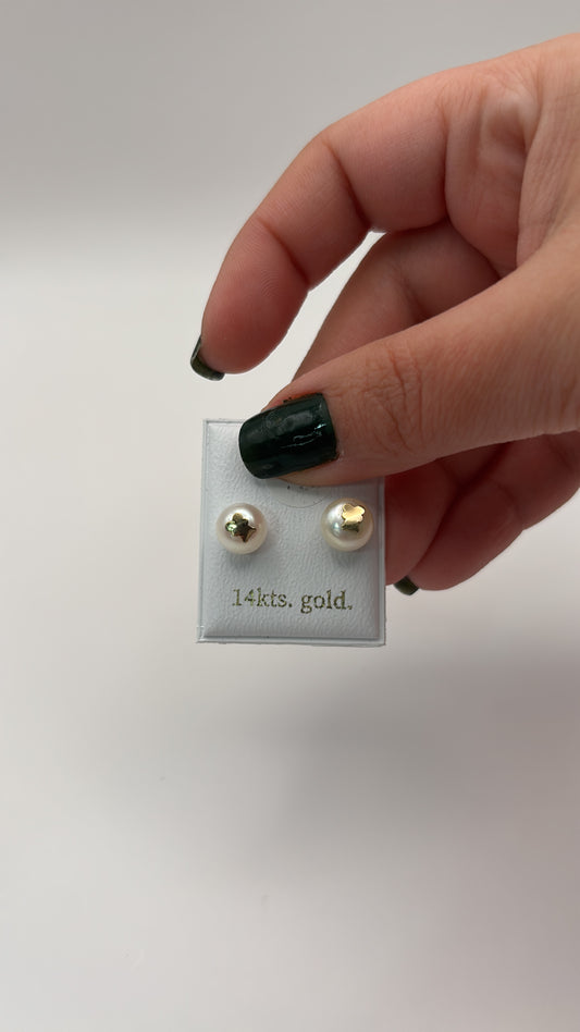 Aretes perlas 14 k