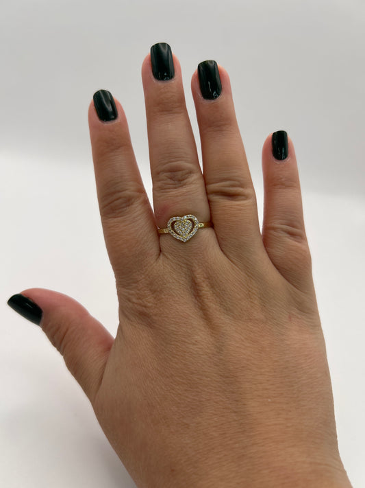 Anillo corazón zirconia 10 k