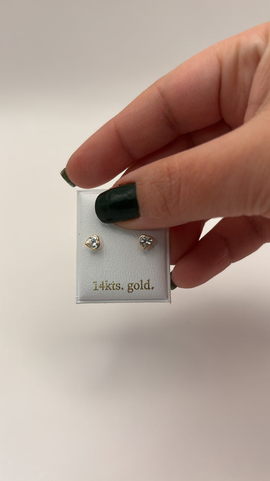 Aretes con zirconia 14 k