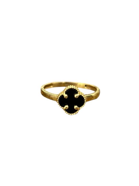 Anillo Flor negra 10k